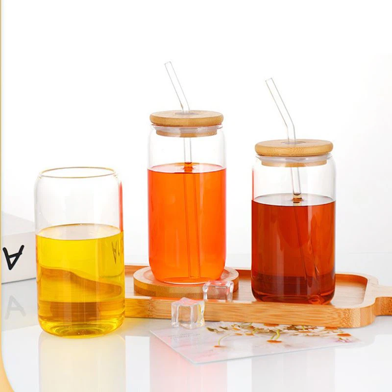 Bamboo Lid Straw Glass